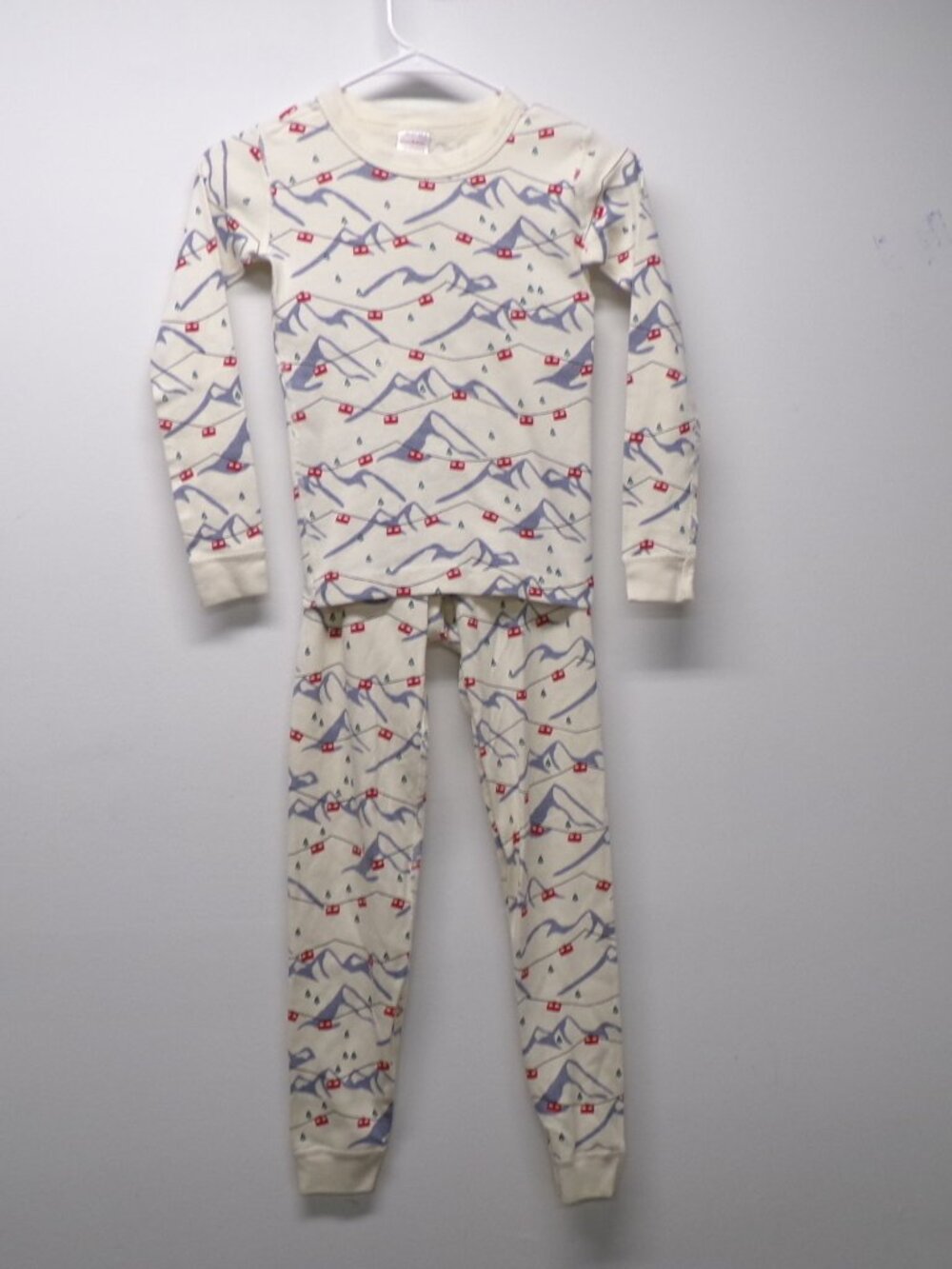 Hanna Andersson Kids Organic Cotton Ski Lift Mountain Print Pajama Set sz 8-10